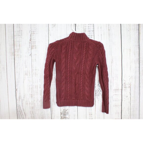 LL Bean Double L Cable Sweater Zip Cardigan Red Size XS - Picture 7 of 10